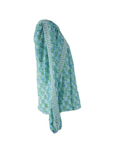 Pre-owned Claudie Pierlot Puff-sleeve Lace-trim Blouse In White