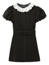 Claudie Pierlot Womens Black Ruffle-collar Short-sleeved Stretch-woven Mini Dress In Black