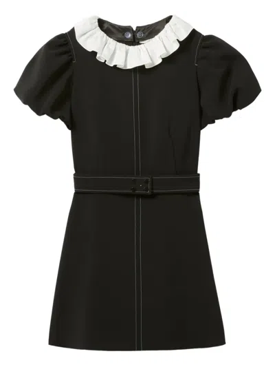 Claudie Pierlot Puff-sleeve Ruffled-collar Mini Dress In Black