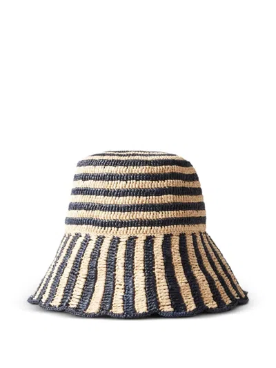 Claudie Pierlot Womens Dual-color Stripe-print Raffia Bucket Hat In Neutral