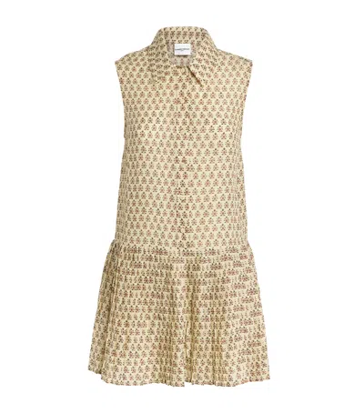 Claudie Pierlot Ramie Floral Shirt Mini Dress In Brown