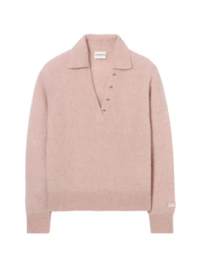Claudie Pierlot Relaxed Fluffy Knit Jumper In Pink