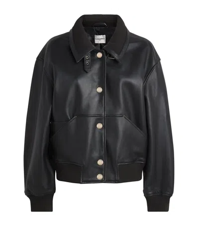 Claudie Pierlot Relaxed Leather Jacket In Black