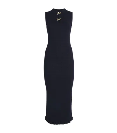 Claudie Pierlot Rib-knit Midi Dress In Blue