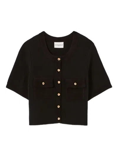 Claudie Pierlot Ribbed-knit Button Cardigan In Black