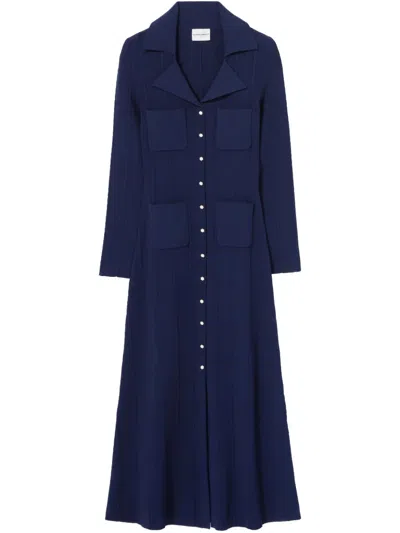 Claudie Pierlot Ribbed Maxi Dress In Blue