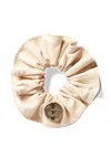 Claudie Pierlot Womens Beige Brand-plaque Leather Hair Scrunchie In Neutral