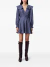 Claudie Pierlot Womens Dark Print Geo-print V-neck Silk Mini Dress In Blue