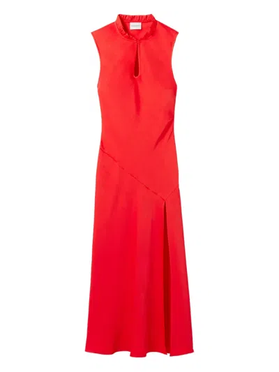Claudie Pierlot Womens Tangerine Sleeveless Split-hem Woven Midi Dress In Red