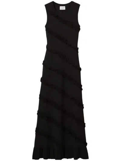 Claudie Pierlot Ruffled Maxi Dress In Noir / Gris