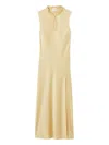 Claudie Pierlot Womens Baby Yellow Ruffle-neck Cut-out Satin Maxi Dress In Gold