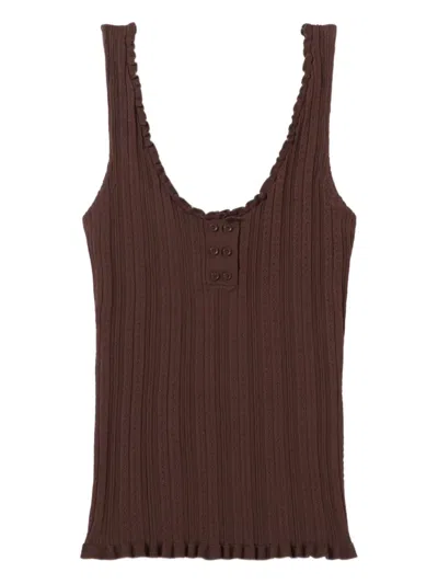 Claudie Pierlot Ruffled Tank Top In Brown