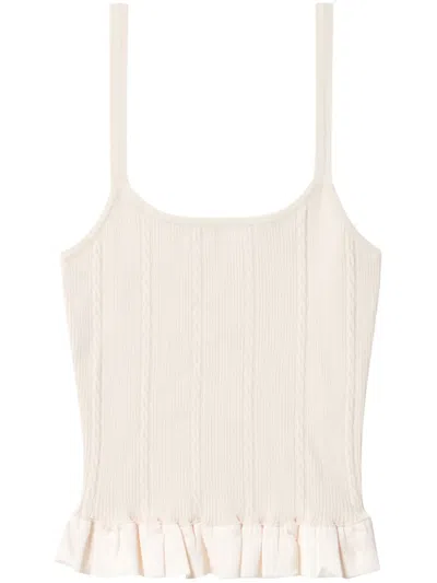 Claudie Pierlot Ruffled Tank Top In Neutrals