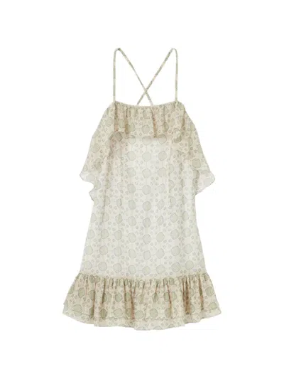 Claudie Pierlot Ruffled-trim Printed Dress In Neutral