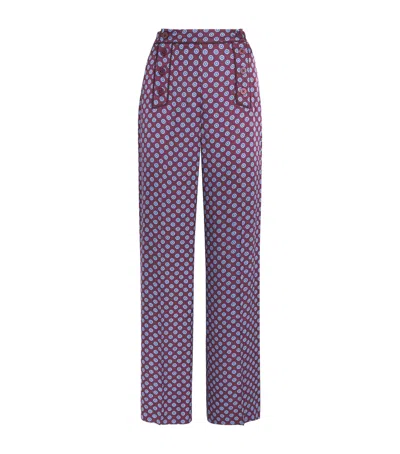 Claudie Pierlot Womens Abstract-print Straight-leg Satin Trousers Burgundy Print In Purple