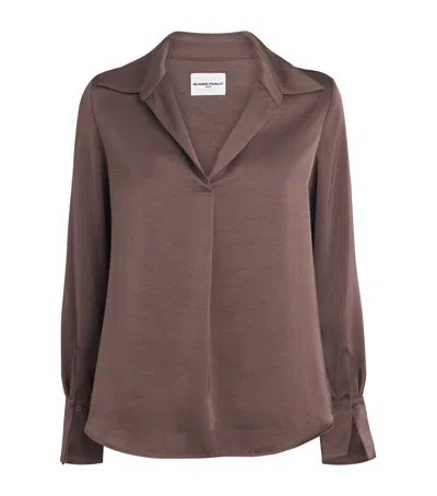 Claudie Pierlot Satin Blouse In Brown