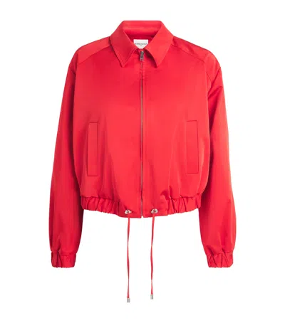 Claudie Pierlot Satin Drawstring-hem Jacket In Red