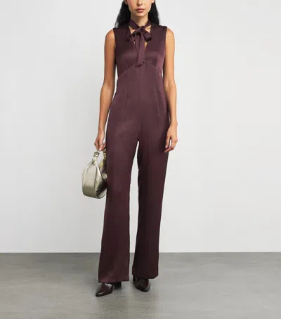 Claudie Pierlot Satin Jumpsuit In Purple