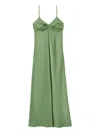 Claudie Pierlot Womens Twist-front Spaghetti-strap Satin Maxi Dress Middle Green In Green