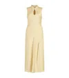 Claudie Pierlot Womens Baby Yellow Ruffle-neck Cut-out Satin Maxi Dress In Yellow