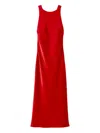 Claudie Pierlot Womens Bright Red Open-back Cross-strap Satin Maxi Dress