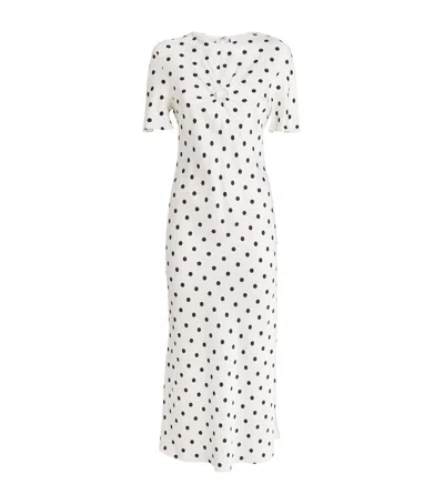 Claudie Pierlot Satin Polka-dot Maxi Dress In White
