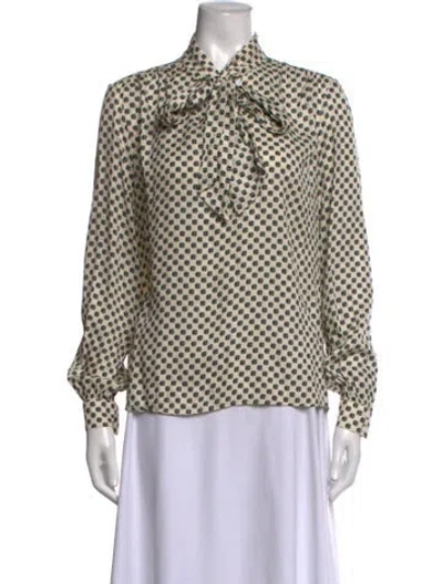 Pre-owned Claudie Pierlot Satin Printed Blouse In Neutrals