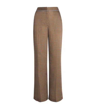 Claudie Pierlot Satin Printed Straight Trousers In Brown