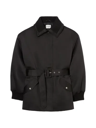 Claudie Pierlot Satin Puffer Coat In Black