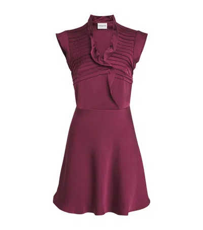 Claudie Pierlot Satin Ruffled Mini Dress In Purple