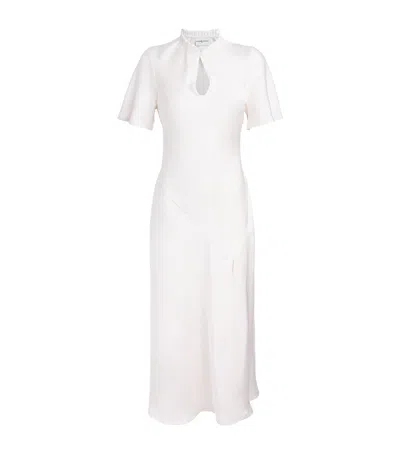 Claudie Pierlot Satin Short-sleeve Maxi Dress In White