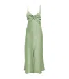 Claudie Pierlot Womens Twist-front Spaghetti-strap Satin Maxi Dress Middle Green In Green