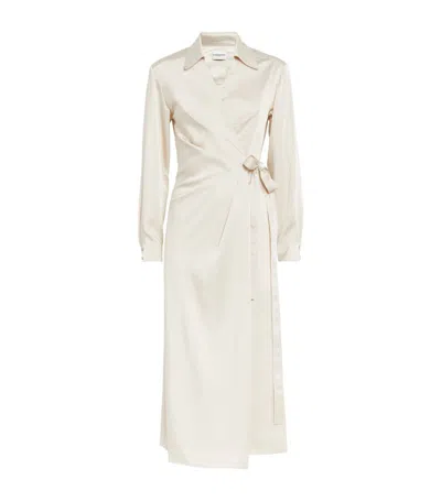 Claudie Pierlot Satin Wrap Dress In Brown