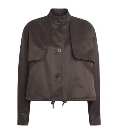 Claudie Pierlot Satin-effect Wide-fit Jacket In Brown