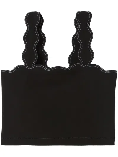 Claudie Pierlot Scallop-edge Tank Top In Black