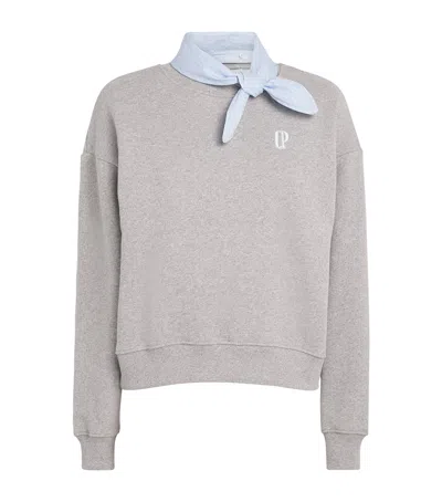 Claudie Pierlot Scarf-collar Logo Sweatshirt In Gray