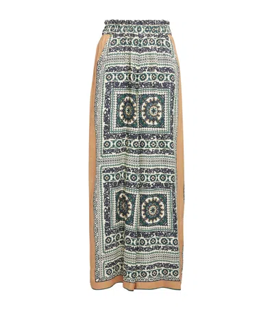 Claudie Pierlot Scarf Print Elasticated-waist Trousers In Green