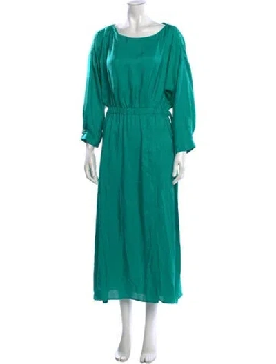 Pre-owned Claudie Pierlot Scoop Neck Long Dress In Green