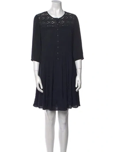 Pre-owned Claudie Pierlot Scoop Neck Mini Dress In Blue