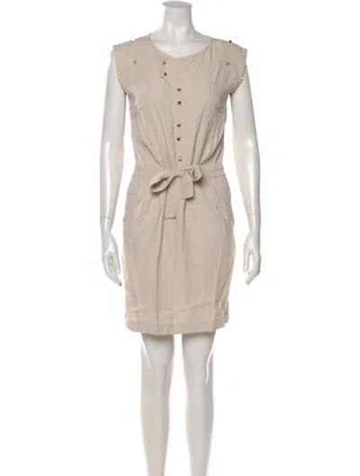 Pre-owned Claudie Pierlot Scoop Neck Mini Dress In Neutral