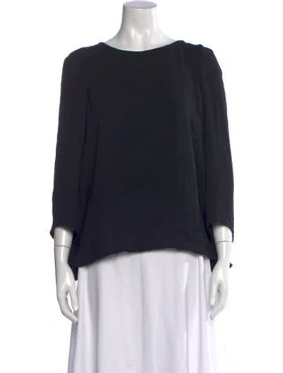 Pre-owned Claudie Pierlot Scoop Neck Three-quarter Sleeve Blouse In Blue