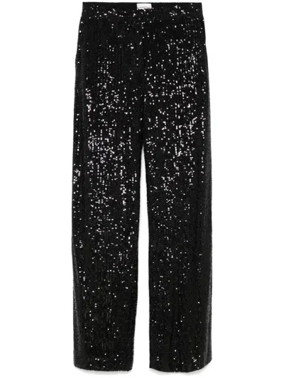 Claudie Pierlot Sequin Straight-leg Trousers In Noir / Gris