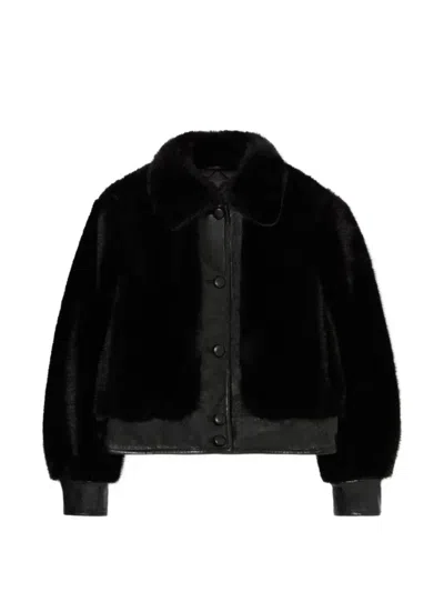 Claudie Pierlot Short Faux-fur Jacket In Black