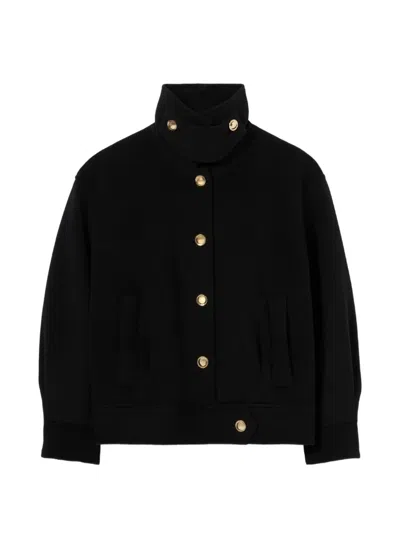 Claudie Pierlot Short Gold Blouson Coat In Blue