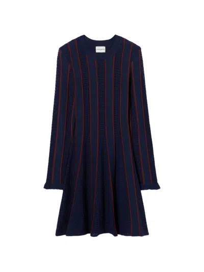 Claudie Pierlot Short Knitted Skater Dress In Blue
