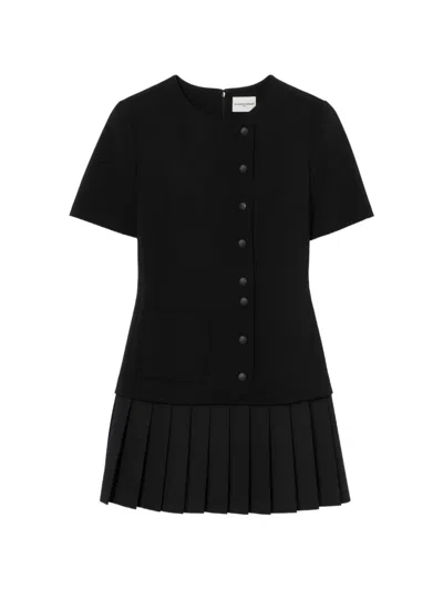 Claudie Pierlot Short Pleated Peplum Dress In Black