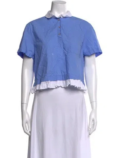 Pre-owned Claudie Pierlot Short Sleeve Polo In Blue