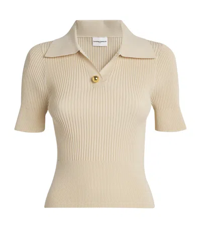 Claudie Pierlot Short-sleeve Polo Sweater In Neutral
