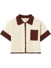 Claudie Pierlot Womens Divers Crochet-trim Short-sleeved Stretch-knit Shirt In Neutrals