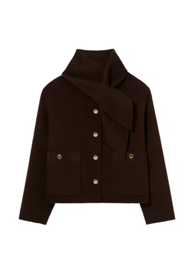 Claudie Pierlot Short Wool Blend Coat In Brown